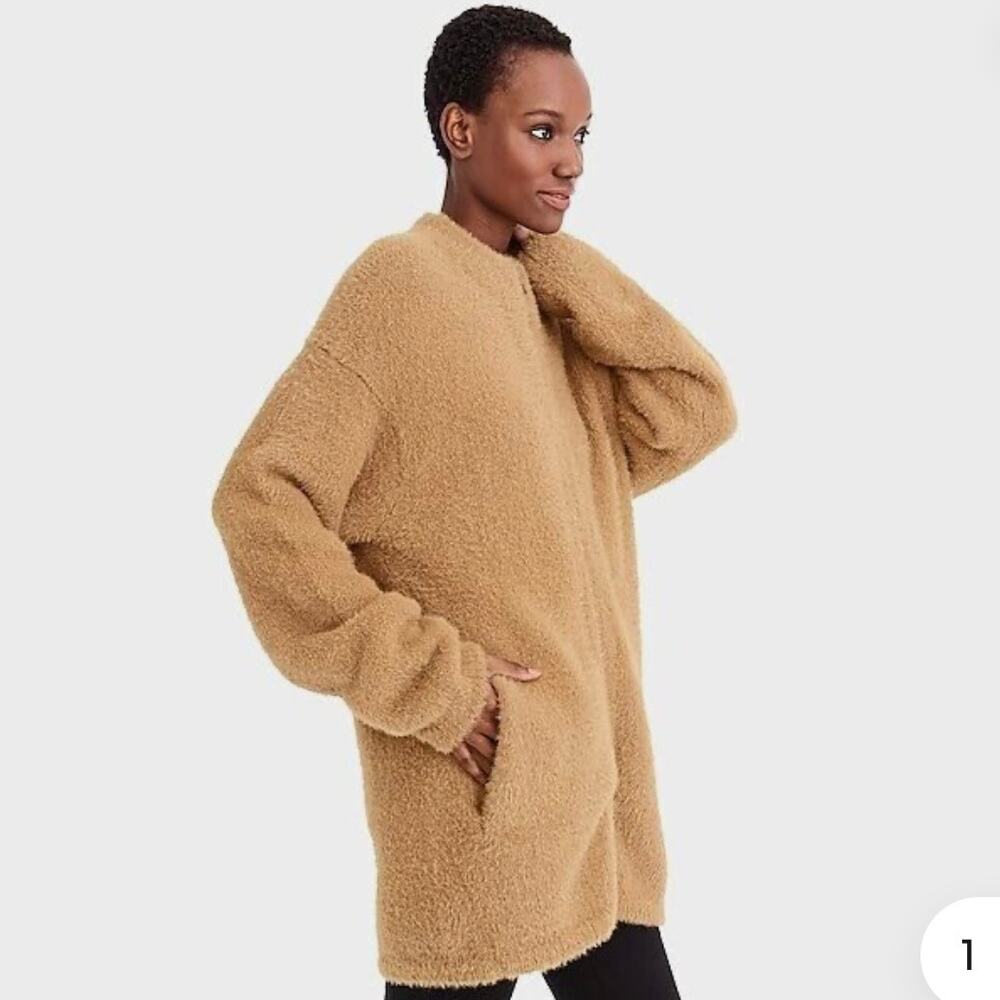Point Sur by‎ J Crew Sweater Size S Cardigan Teddy Bear Tunic Length Heavy Warm